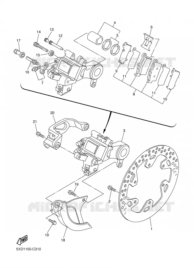 ETRIER DE FREIN ARRIERE Yamaha MOTO 450 2004 YZF  YZ450FS