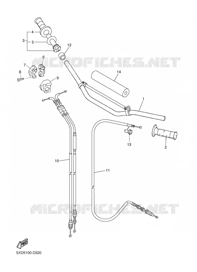 GUIDON ET CABLES Yamaha MOTO 450 2005 YZF  YZ450FT