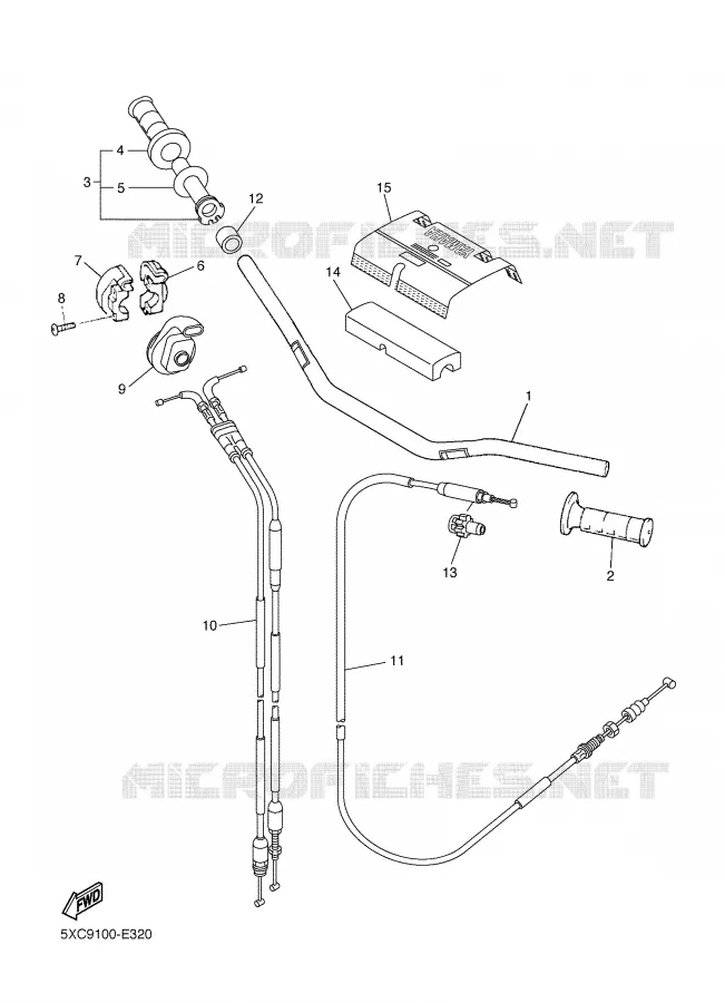 GUIDON ET CABLES Yamaha MOTO 450 2007 YZF  YZ450FW
