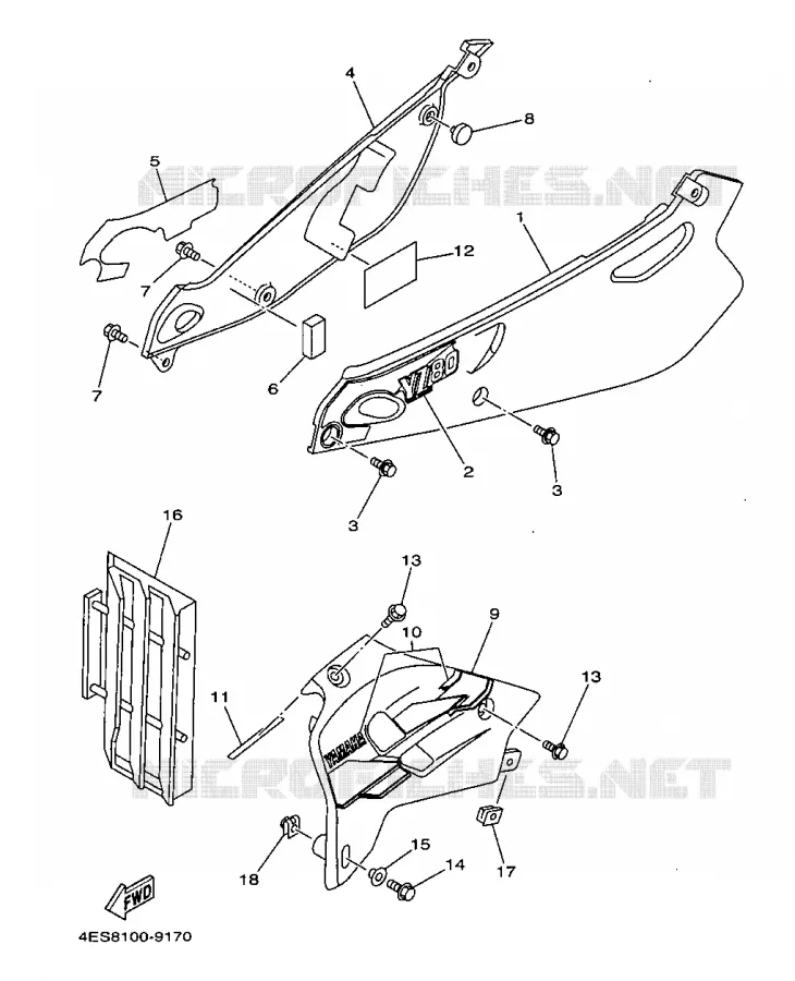 COUVERCLE LATERAL Yamaha MOTO 80 1999 YZ  YZ80