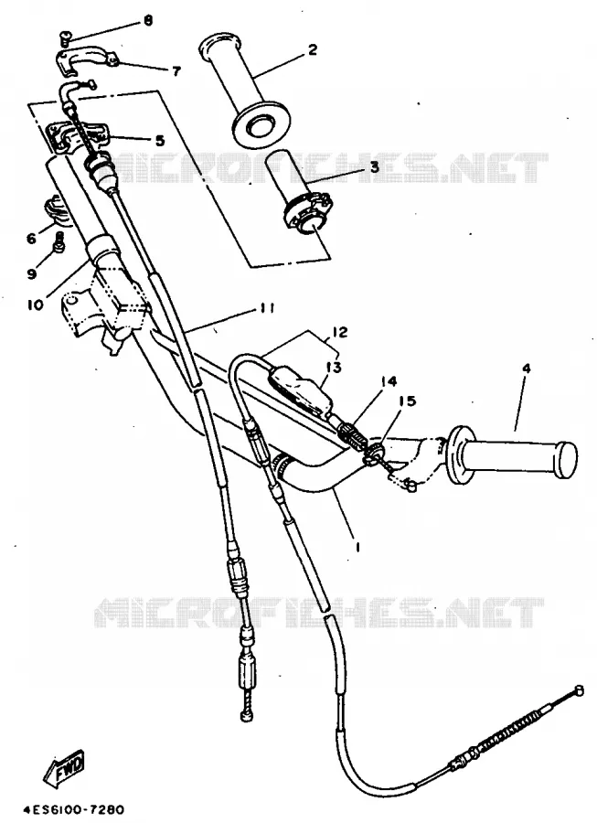 GUIDON ET CABLES Yamaha MOTO 80 1999 YZ  YZ80