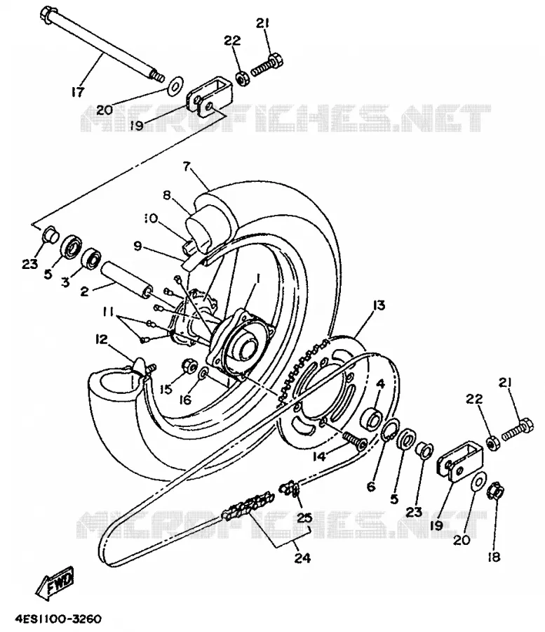 ROUE ARRIERE Yamaha MOTO 80 1998 YZ  YZ80K