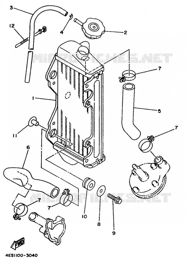 RADIATEUR / DURITES Yamaha MOTO 80 1998 YZ  YZ80K