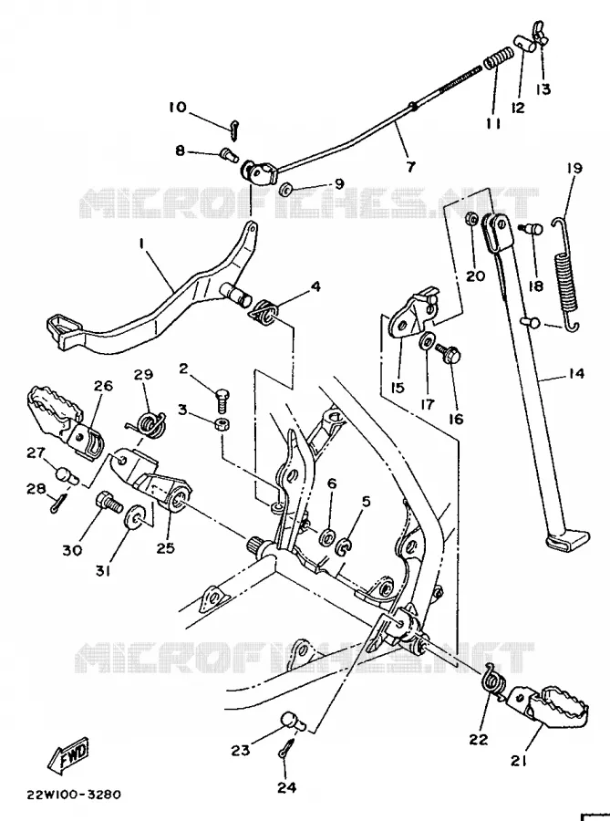 SUPPORT / REPOSE PIEDS Yamaha MOTO 80 1992 YZ  YZ80LC