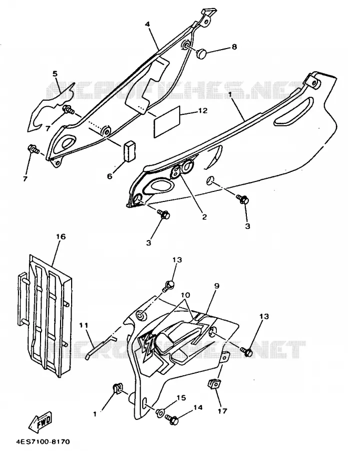 COUVERCLE LATERAL Yamaha MOTO 80 1998 YZ  YZ80LC