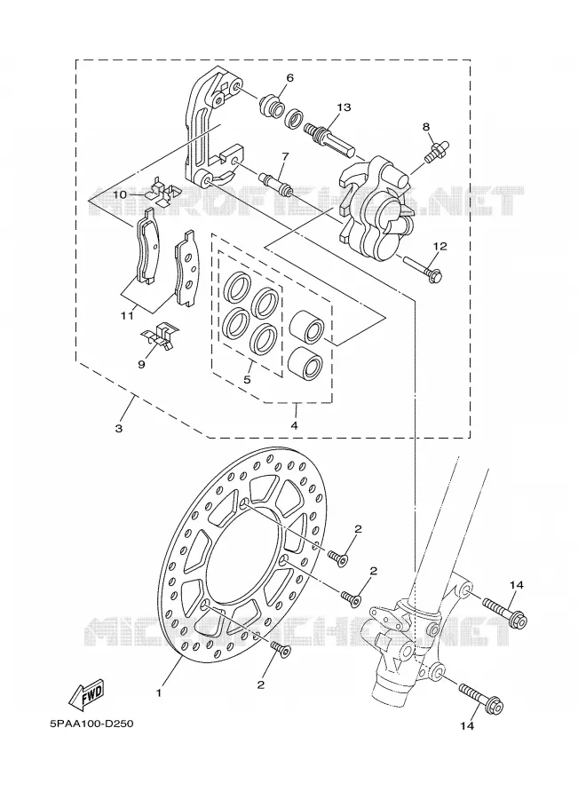 ETRIER DE FREIN AVANT Yamaha MOTO 85 2007 YZ  YZ85
