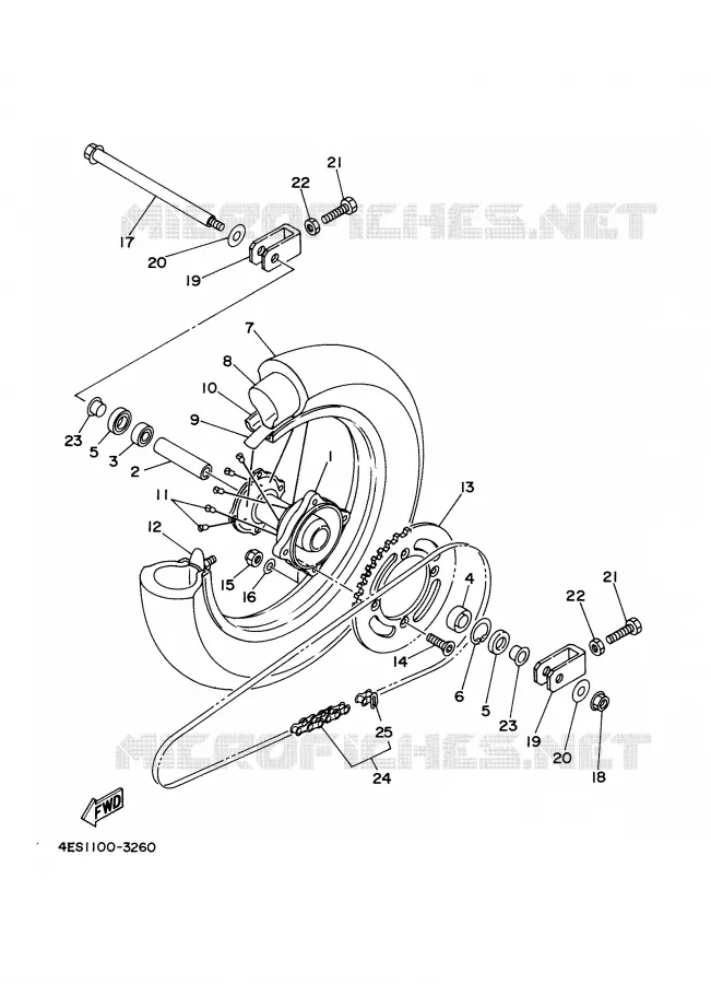 ROUE ARRIERE Yamaha MOTO 85 2002 YZ BIG WHEELS  YZ85LW