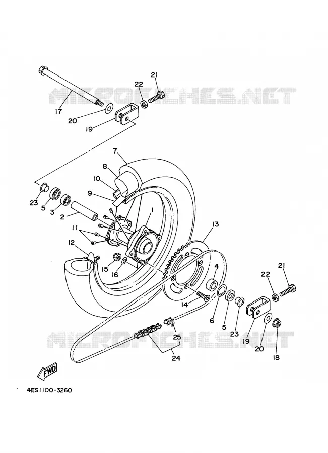 ROUE ARRIERE Yamaha MOTO 85 2002 YZ BIG WHEELS  YZ85LW