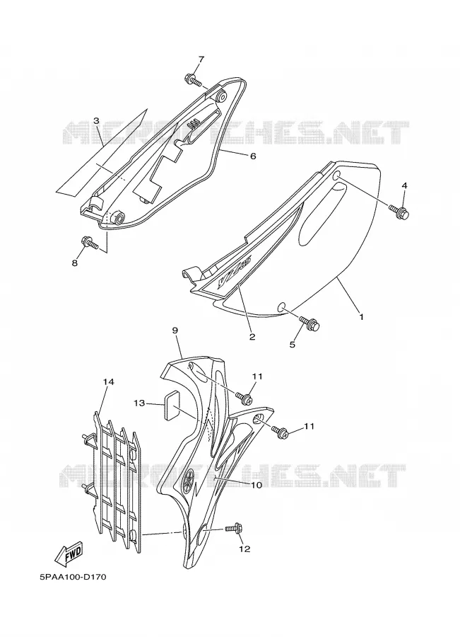 COUVERCLE LATERAL Yamaha MOTO 85 2005 YZ  YZ85T