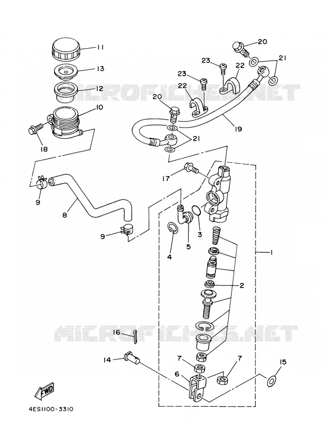 MAITRE CYLINDRE DE FREIN ARRIERE Yamaha MOTO 85 2007 YZ  YZ85W1