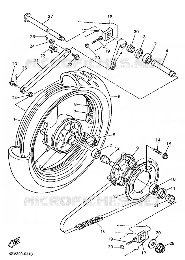ROUE ARRIERE Yamaha MOTO 1000 1996 THUNDERACE  YZF1000R