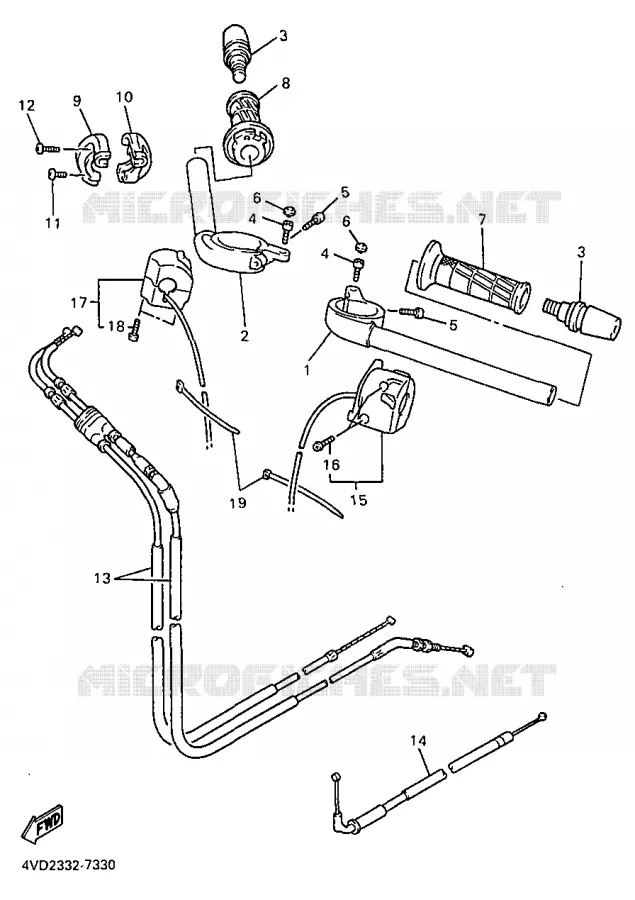 GUIDON ET CABLES Yamaha MOTO 1000 1997 THUNDERACE  YZF1000R