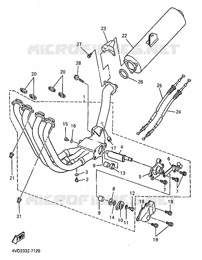 ECHAPPEMENT Yamaha MOTO 1000 1997 THUNDERACE  YZF1000R