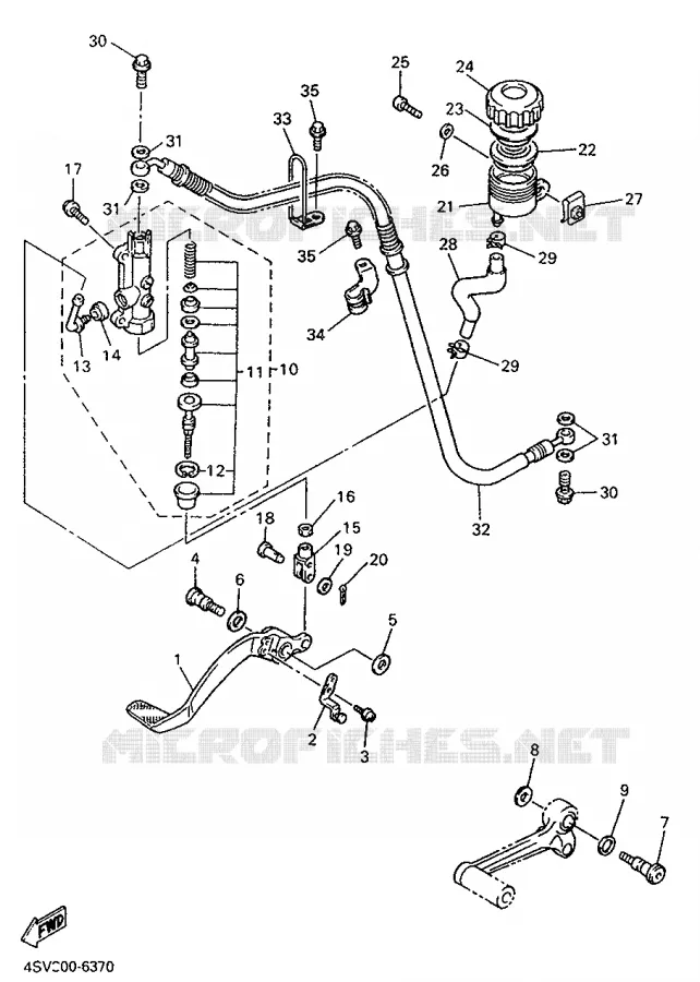 MAITRE CYLINDRE DE FREIN ARRIERE Yamaha MOTO 1000 1998 THUNDERACE  YZF1000R