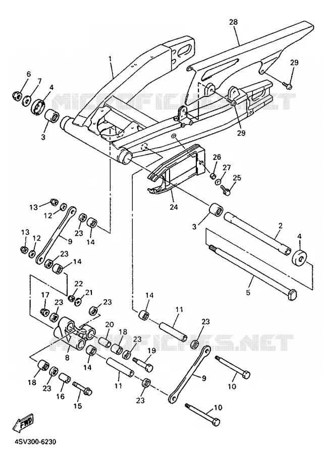 BRAS ARRIERE Yamaha MOTO 1000 1998 THUNDERACE  YZF1000R