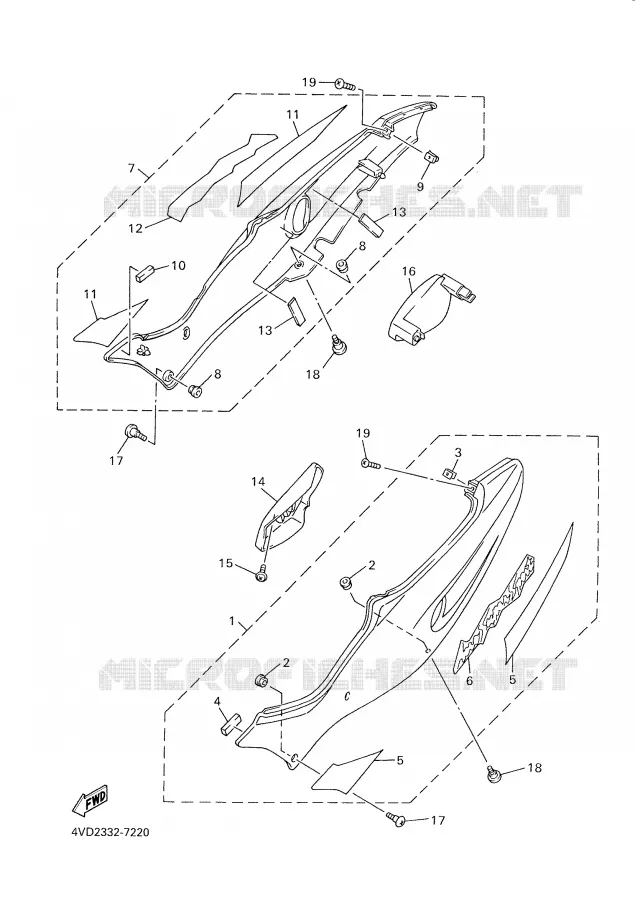 COUVERCLE LATERAL Yamaha MOTO 1000 2000 THUNDERACE  YZF1000R